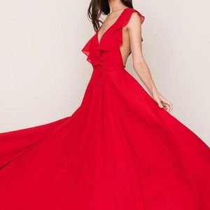 Yumi Kim Red Wrap Ruffle Dress